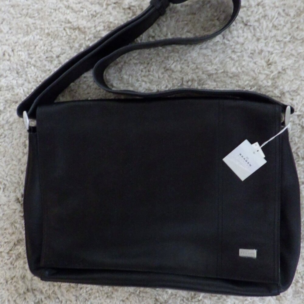 Skagen Denmark Messenger Laptop Bag Black Durable Nylon Adjustable Strap NEW
